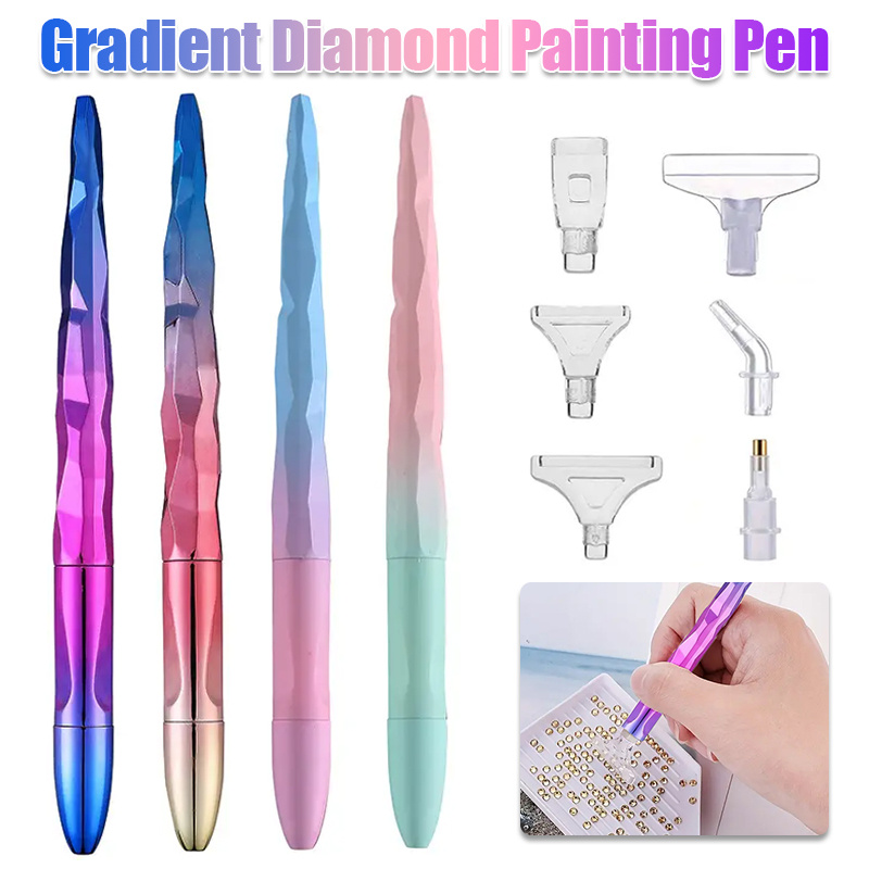 Resin Art Craft - ชุดปากกาเพ้นท์เพชรไล่เฉดสีพร้อมหัวปากกา 6 แบบ อุปกรณ์งานศิลปะ DIY ของขวัญคริสต์มาสสำหรับคนรักการเพ้นท์