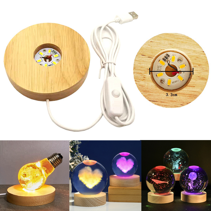 Resin Art With Wood - เรซิ่นศิลปะจอแสดงผลรอบไม้ที่มีสีสันไฟ LED ไม้โคมไฟกลางคืนฐานสําหรับ DIY อีพ็อกซี่เรซินแม่พิมพ์ฐานตกแต่งบ้าน