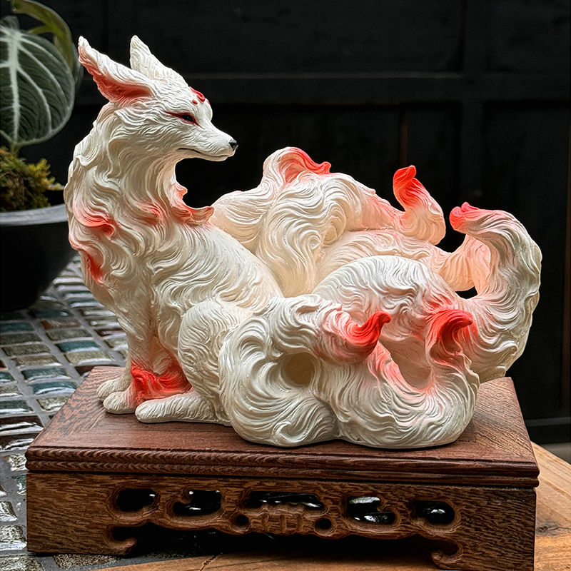 Resin Art Anniversary Gift - เครื่องประดับจิ้งจอกเก้าหาง จิ้งจอกเก้าหาง รูปปั้นวัดพุทธ ของตกแต่งบ้าน ของตกแต่งโต๊ะทำงาน ของขวัญวันเกิด