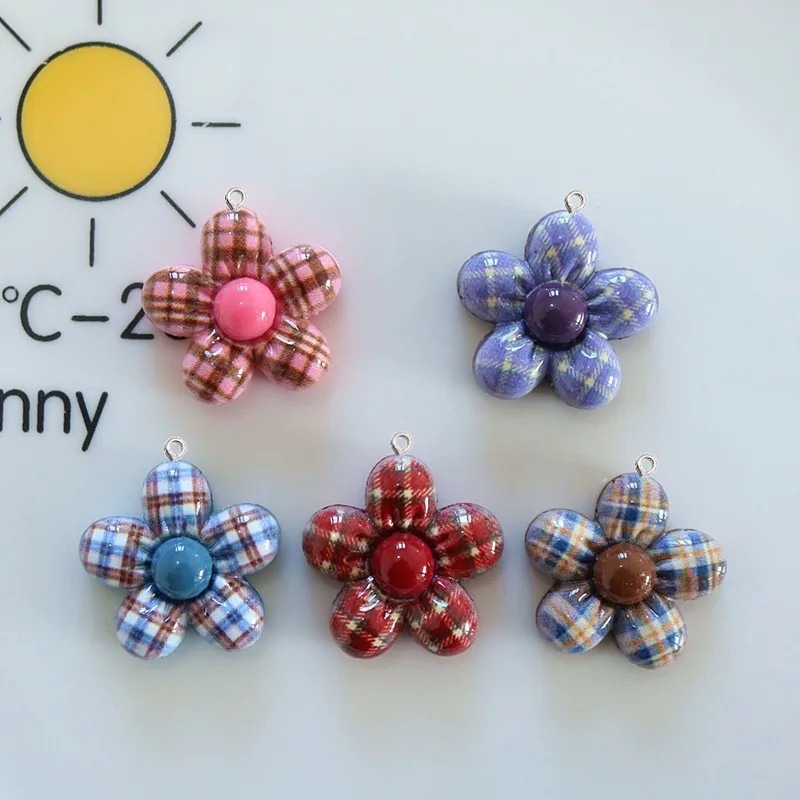 Resin Art Craft - จี้เรซิ่นรูปดอกไม้หวานๆ 10 ชิ้น สำหรับทำเครื่องประดับ ต่างหู พวงกุญแจ