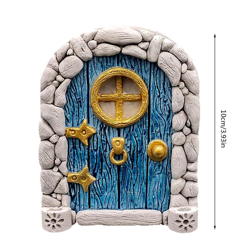 Resin Art With Wood - ประตูบ้านนางฟ้าเอลฟ์ขนาดเล็ก ของตกแต่งสวน ประตูต้นไม้ ประตูสวนจิ๋ว งานประติมากรรมไม้ ประตูบ้านสวนขนาดเล็ก