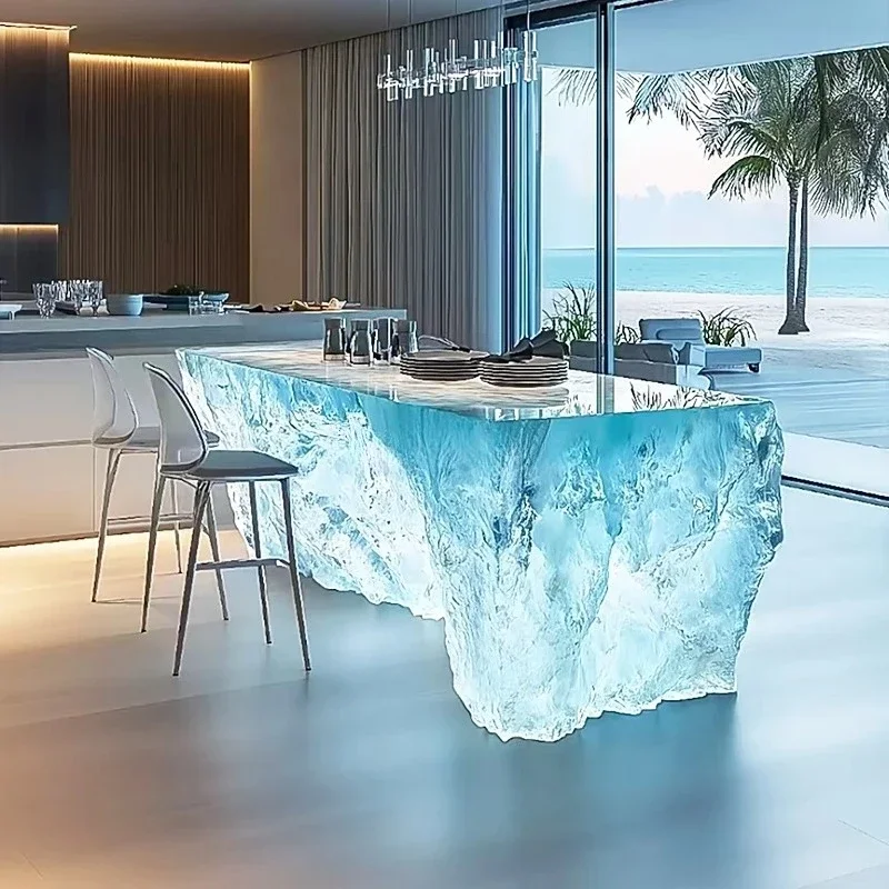 Resin Art Coffee Table - โต๊ะกาแฟเรซิ่นเกรดพรีเมียม รุ่น Transparent Island Villa Bar