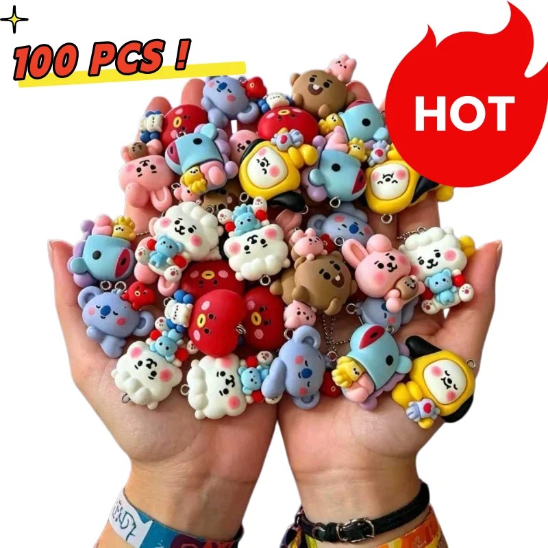 Resin Art Craft - ชุด 7 ชิ้น BT21 ชาร์มการ์ตูนเรซิน อุปกรณ์