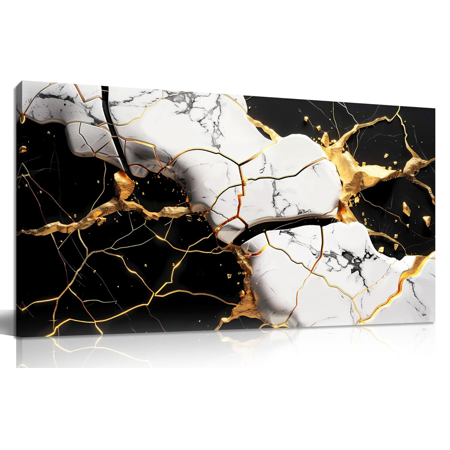 Resin Art Images - Black gold texture บทคัดย่อภาพ wall art