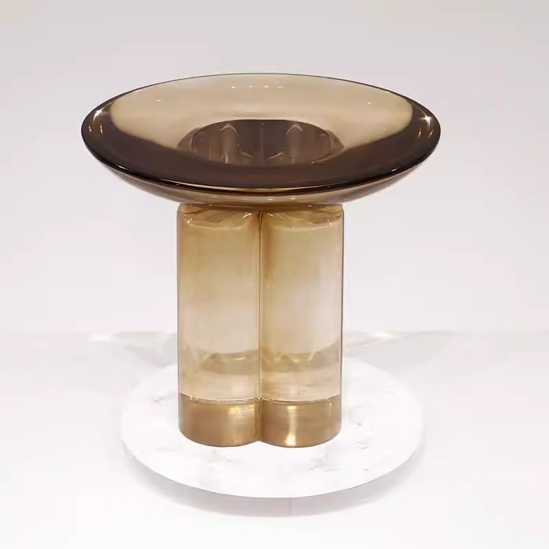 Resin Art Coffee Table - โต๊ะกาแฟทรงกลม ดีไซน์เรียบง่าย วัสดุเรซิ่นอะคริลิก ขอบใส ตกแต่งสไตล์โรงแรมหรูหรา