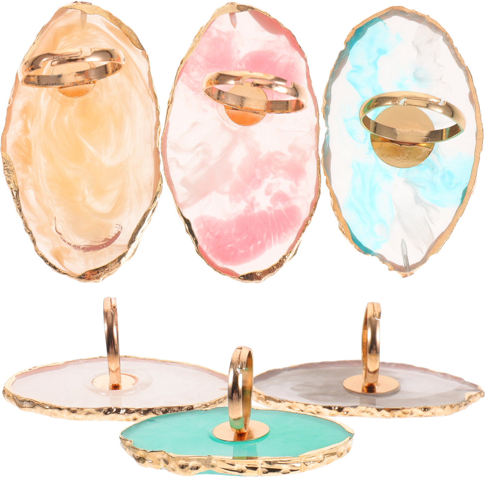 Resin Art Ring Design - ชุด 6 ชิ้น แผ่นผสมสีเล็บเรซินแบบแหวน พกพาสะดวก สวมใส่ได้บนนิ้วมือ