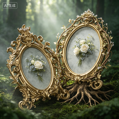 Resin Art For Wedding Gift - กรอบรูปเรซินทรงวงรีสีทองสไตล์เรโทรสำหรับตกแต่งโต๊ะทำงาน งานแต่งงาน งานปาร์ตี้ ของขวัญงานฝีมือตกแต่งบ้าน - กรอบรูปทรงวงรี