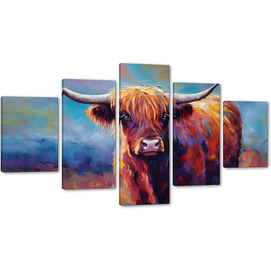 Resin Art Images - 5 Highland Cow ภาพเพชรจิตรกรรม cross stitch