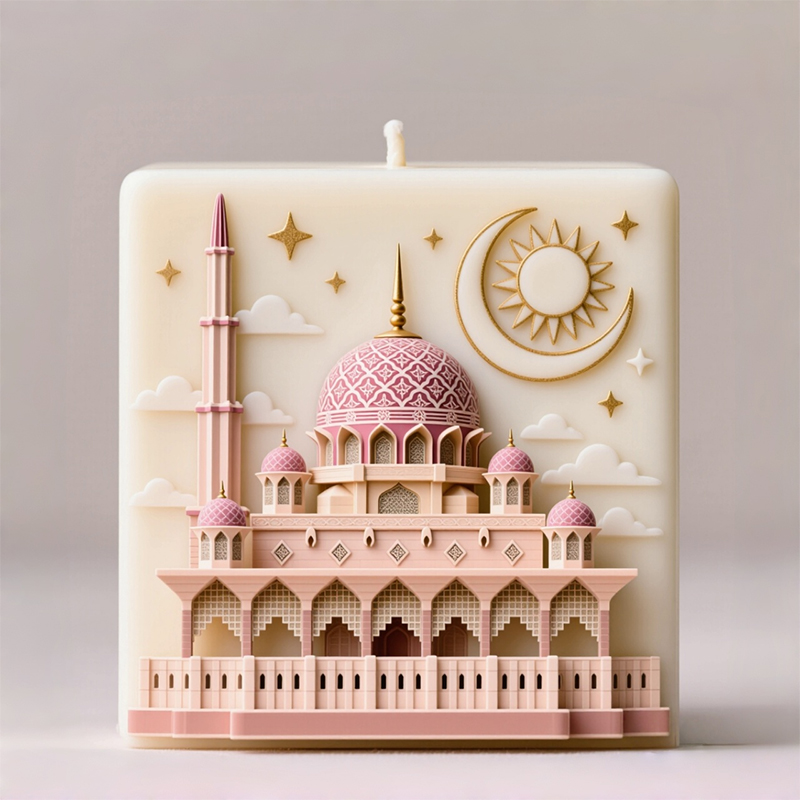Resin Art Design - แม่พิมพ์ซิลิโคนสำหรับทำเทียนหอมลายท้องฟ้าเต็มดาวรูปแบบมัสยิด, ของตกแต่งบ้าน ของขวัญทำมือเชิงวัฒนธรรม แม่พิมพ์ซิลิโคน DIY, แม่พิมพ์ซิลิโคนสำหรับทำเรซิ่นลายดวงอาทิตย์