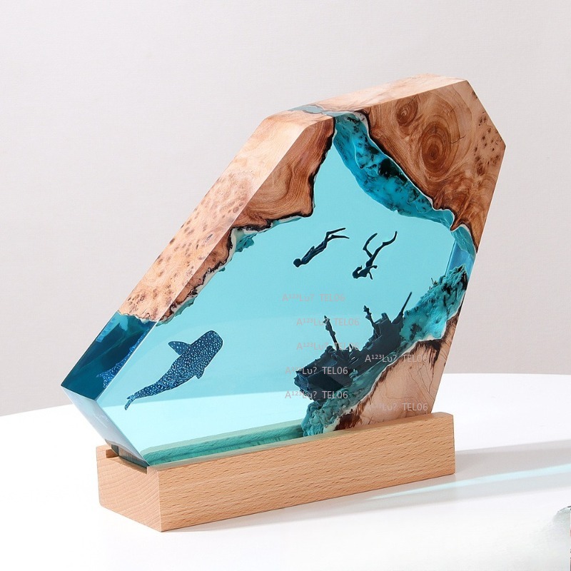 โคมไฟเรซิ่นไม้ รูปทรงมหาสมุทร  - Resin Art With Wood บทวิจารณ์และราคา