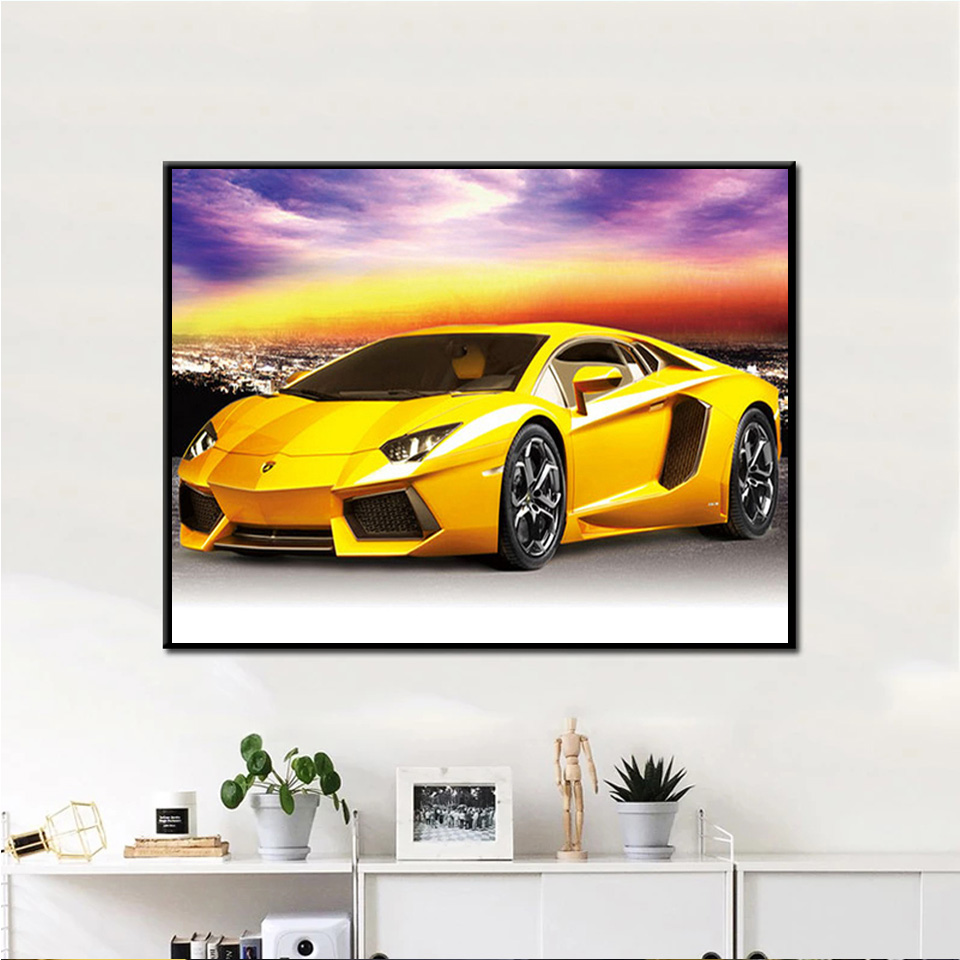ภาพวาดเพชรติดเพชร Lamborghini  - Resin Art Images บทวิจารณ์และราคา