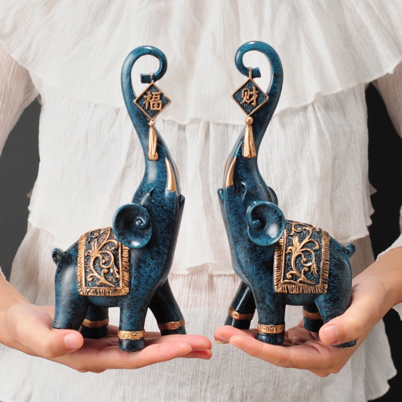 รูปปั้นช้างมงคลสไตล์จีน 1 คู่  - Resin Art Anniversary Gift บทวิจารณ์และราคา