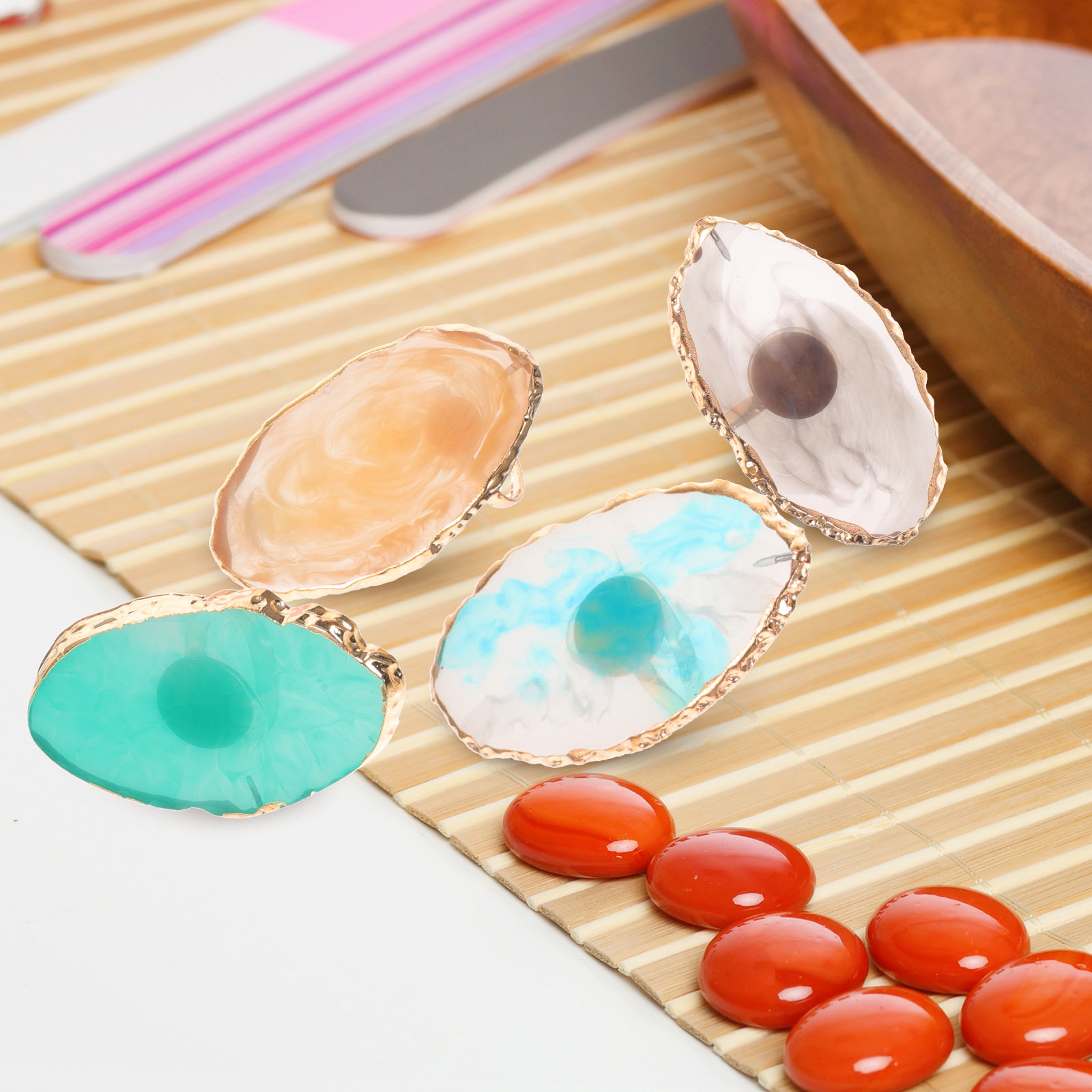 ชุด 6 ชิ้น แผ่นผสมสีเล็บเรซินแ - Resin Art Ring Design บทวิจารณ์และราคา